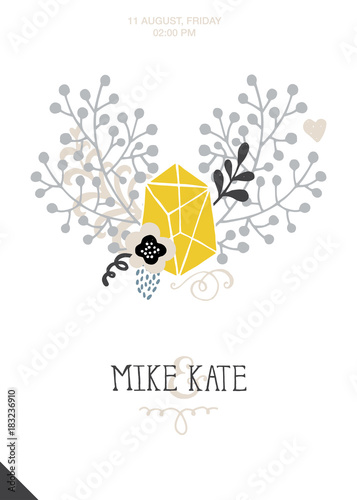 loft temlate invitation with handrawn graphic elements