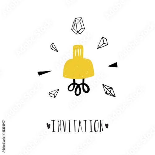 loft temlate invitation with handrawn graphic elements