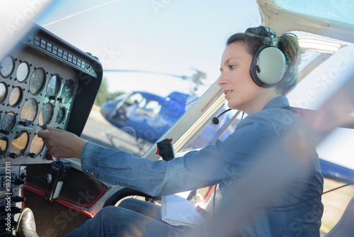 helicopter pilot ready for take off photo