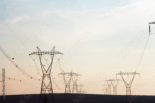 large electricity poles for energy distribution between cities