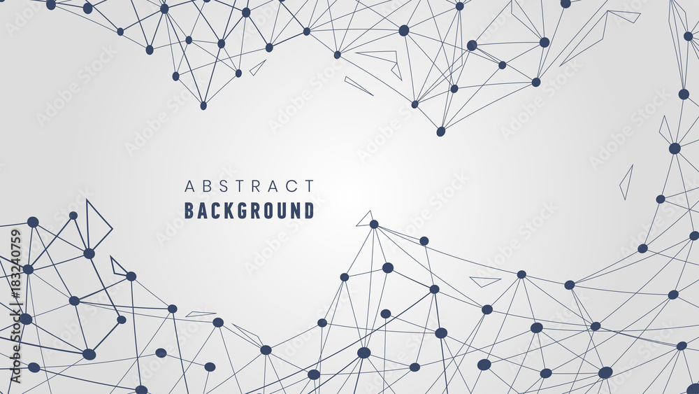 Geometric abstract background with connected line and dots. Wireframe structure graphic background for your design. Vector illustration.