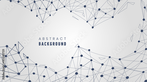 Geometric abstract background with connected line and dots. Wireframe structure graphic background for your design. Vector illustration.