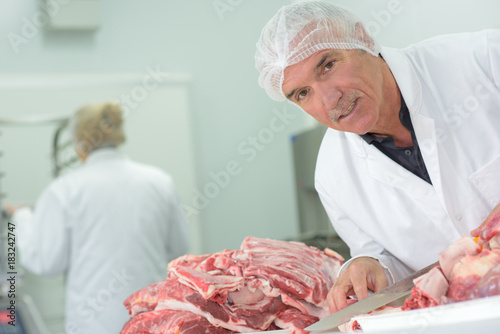meat packer posing