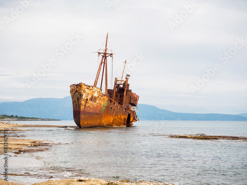 Shipwreck in a beach of Githeio Greece