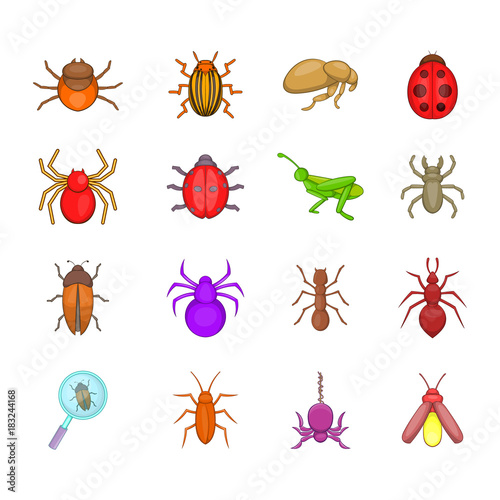 Bugs icon set, cartoon style © ylivdesign