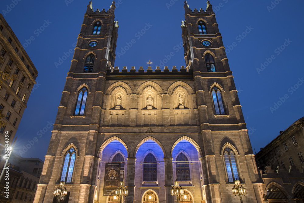 Basilica of Notre Dame, Montreal, Canada at night