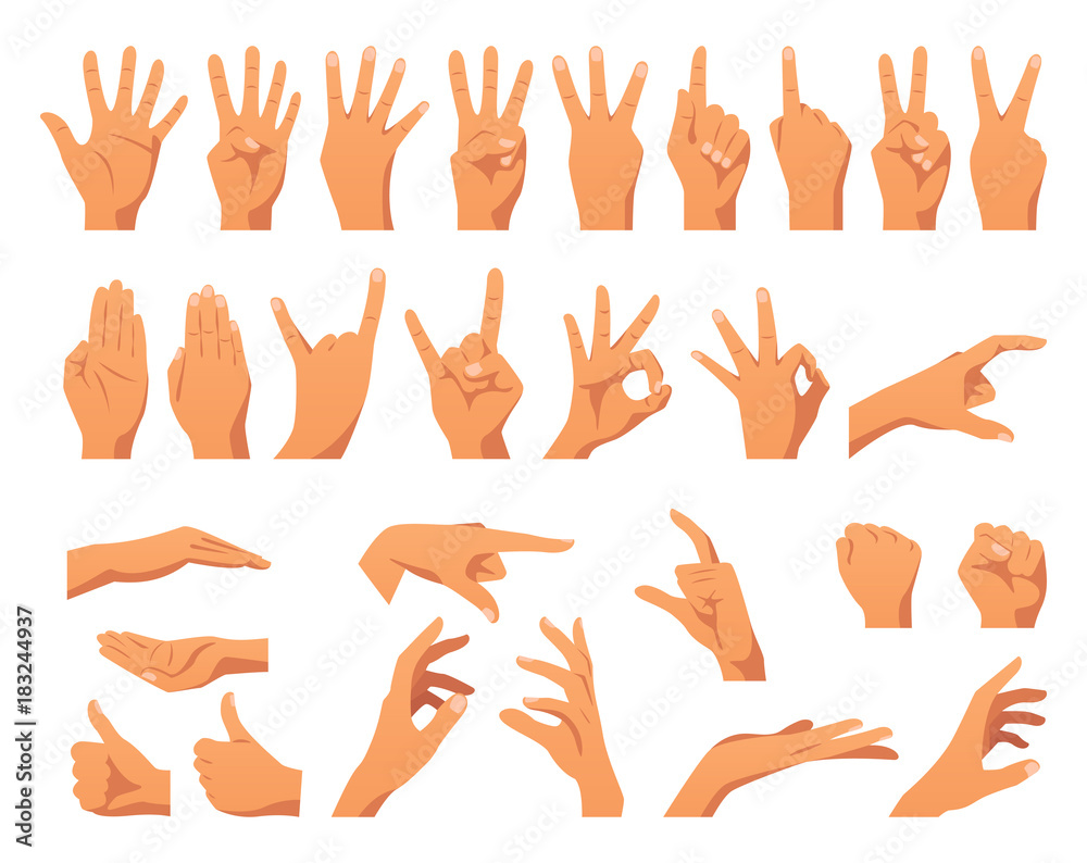 various hands gestures - obrazy, fototapety, plakaty 