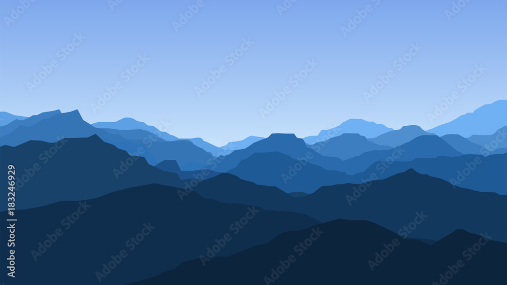 Vector wallpaper with a landscape, mountains