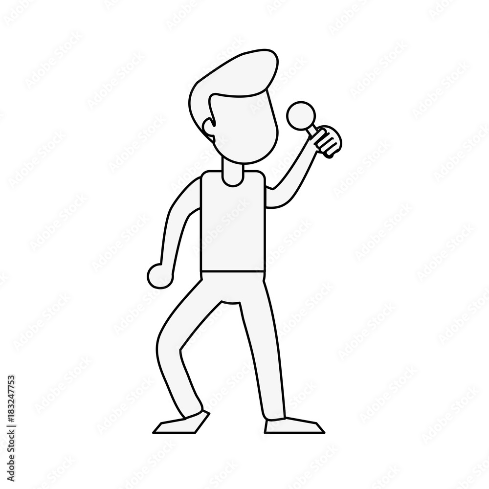Young man celebrating cartoon icon vector illustration graphic design
