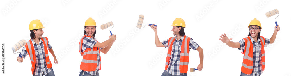 Funny painter isolated on white Funny painter isolated on white