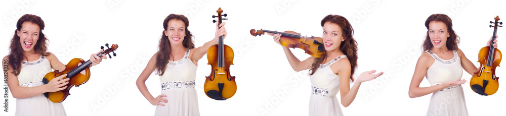 Woman playing violin isolated on white background Woman playing violin isolated on white background