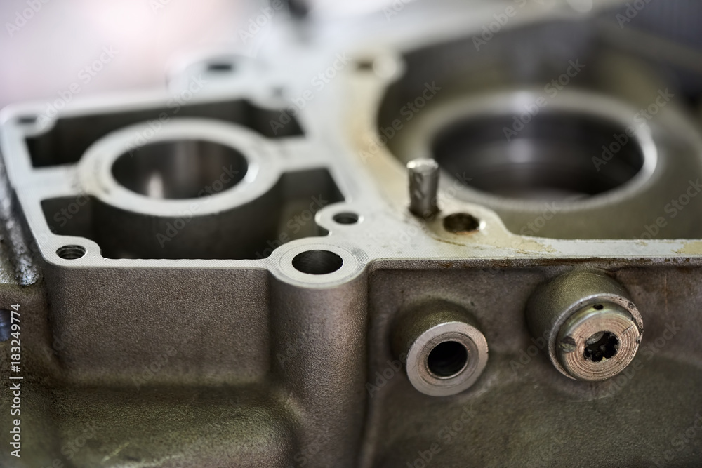Piece of metal detail. Two big holes. Piece of metal detail. Two big holes.