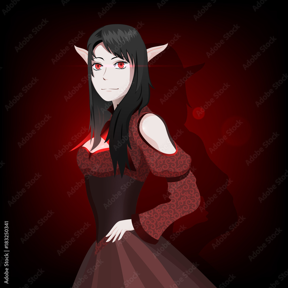 Elf Girl, Vampire Girl, Anime Character, Game Character Stock Vector |  Adobe Stock