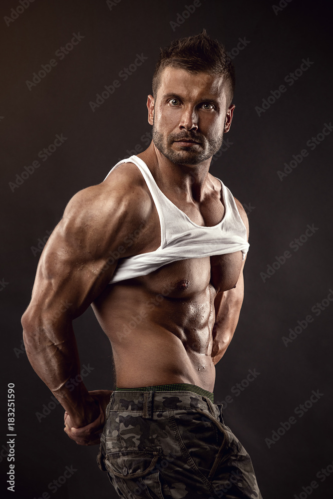 portrait of strong Athletic Fitness man