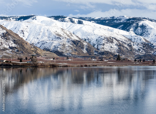 Snow covered Columbia River Valley north of Wenatchee, Eastern Washington state © amenohi