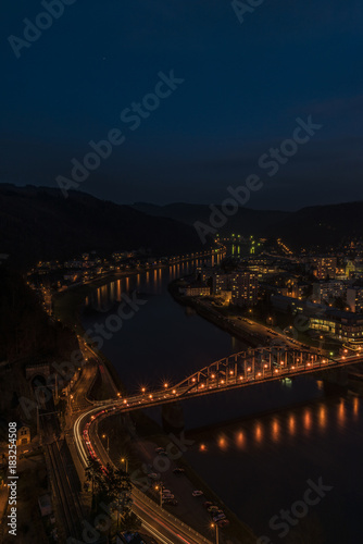 Night view for Decin city in north Bohemia