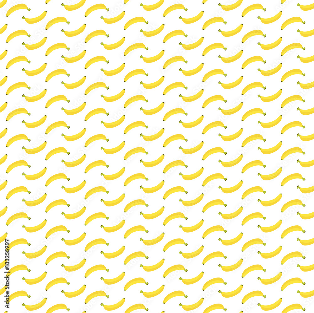 Flat fresh banana pattern on isolated white background vector Flat fresh banana pattern on isolated white background vector