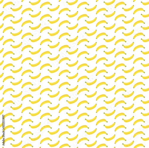 Flat fresh banana pattern on isolated white background vector