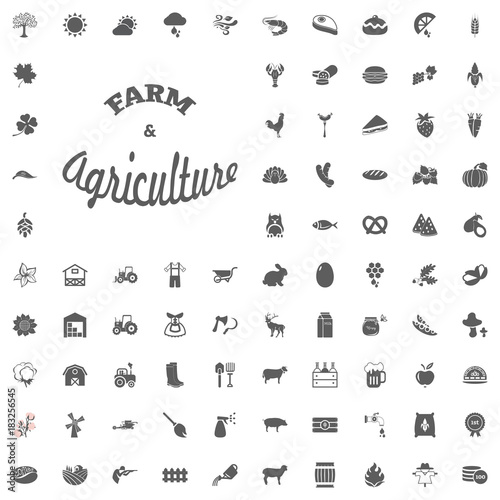 Agriculture and Farm Vector Icons Set
