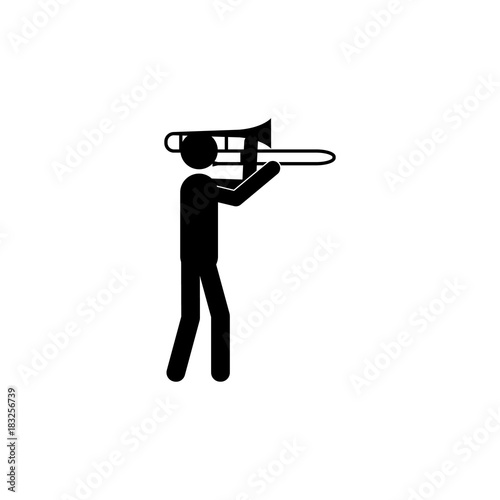 Trombone player icon. Silhouette of a musician icon. Premium quality graphic design. Signs, outline symbols collection icon for websites, web design, mobile app