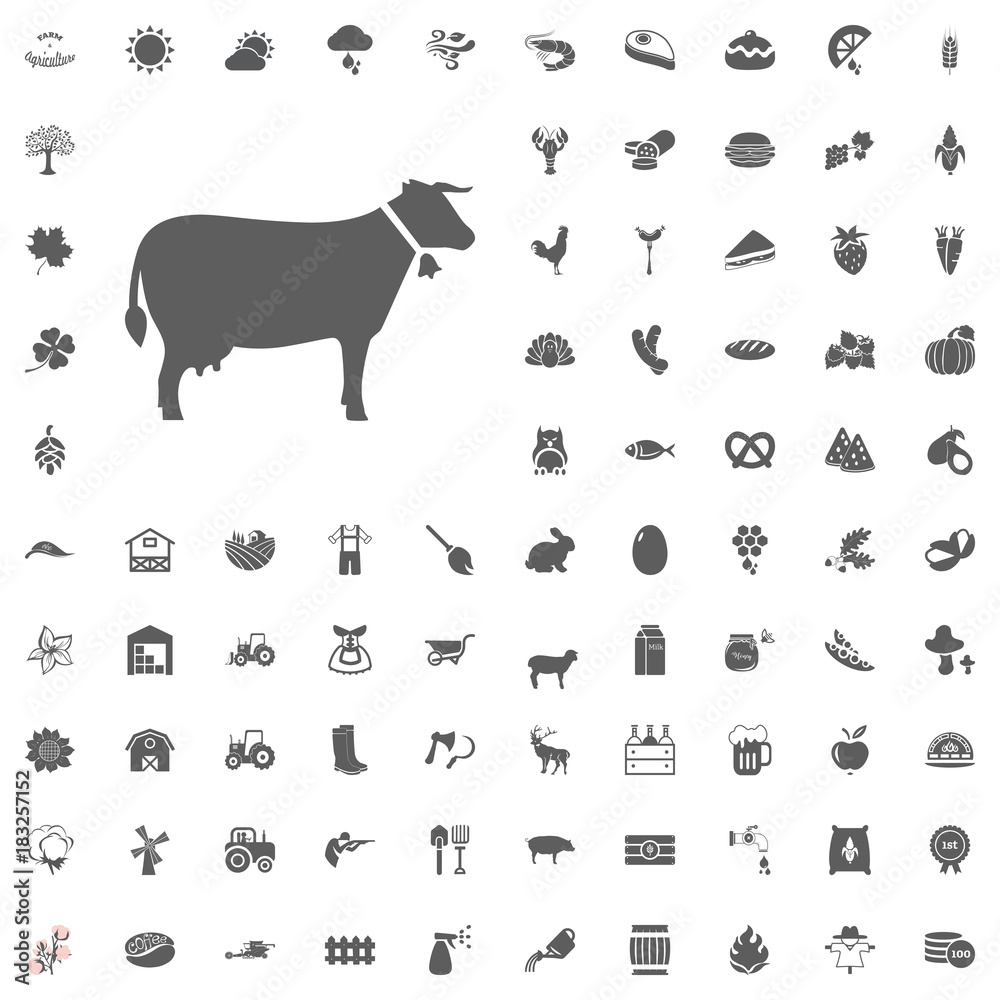 Obraz premium Agriculture and Farm Vector Icons Set