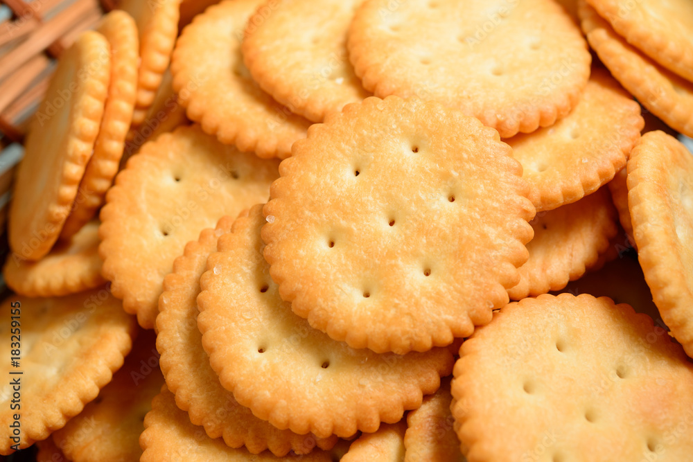 Crackers in wooden basket Crackers in wooden basket