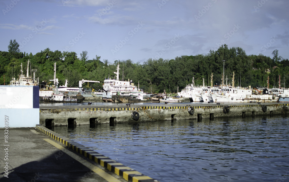 Fototapeta premium Ships resting at the Harbor or Port