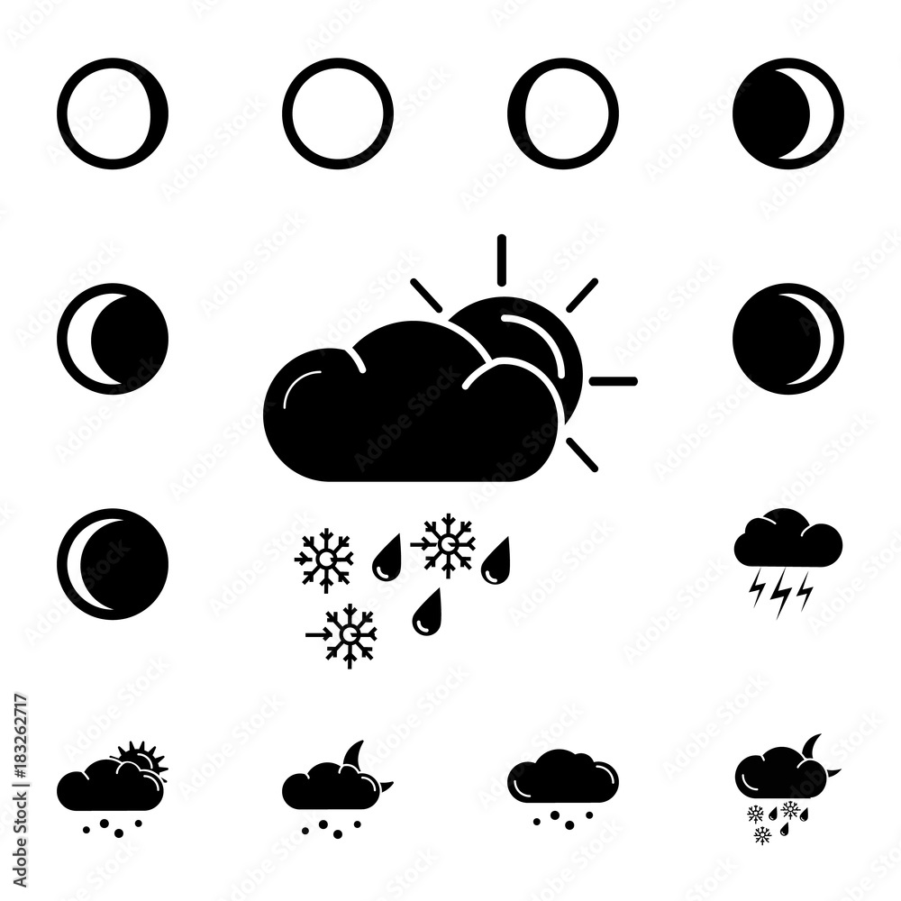 Sunny Sleet Whether Icon. Set Of Weather Sign Icons. Web Icons Premium 