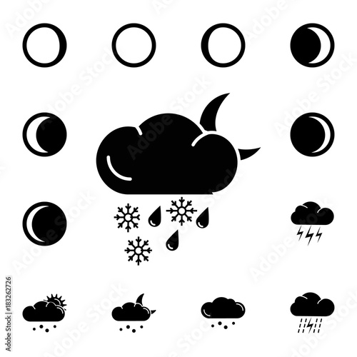 sleet night icon. Set of weather sign icons. Web Icons Premium quality graphic design. Signs, outline symbols collection, simple icons for websites, web design, mobile app photo