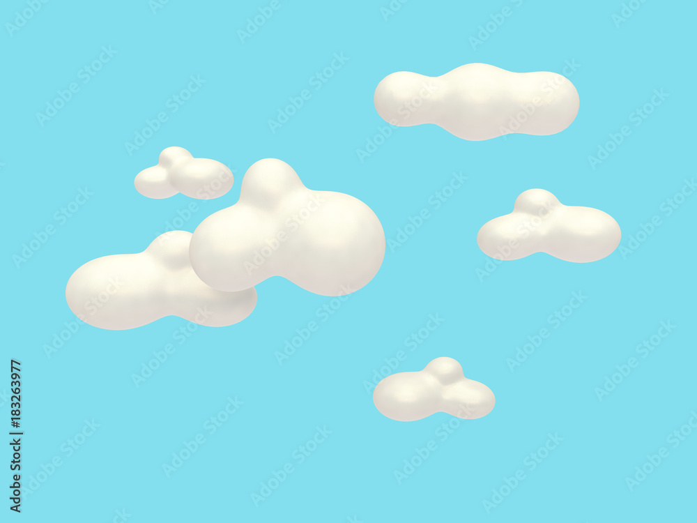 High resolution 3D blue sky background with white clouds Stock Illustration