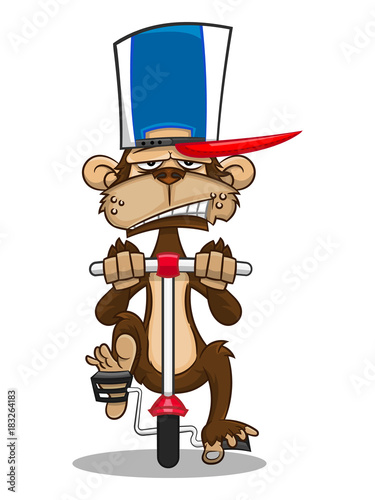Monkey rides bicycle cartoon vector