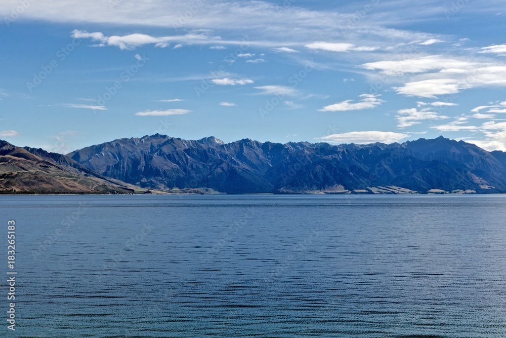 Southern Alps from lake Hayes in NZ