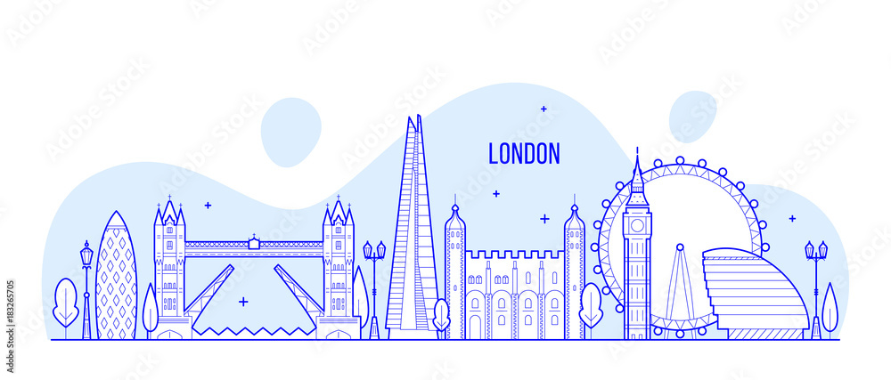 Fototapeta Panoramę Londynu Anglia Wielka Brytania wektor miasto budynków