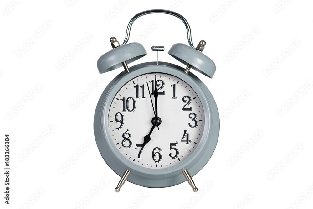 Blue retro alarm clock isolated on white Blue retro alarm clock isolated on white