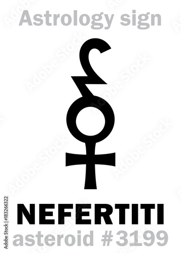 Astrology Alphabet: NEFERTITI («Beauty has come»), asteroid #3199. Hieroglyphics character sign (single symbol).