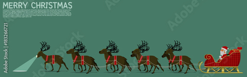 Isolate Santa's sleigh with nine reindeer on transparent background
