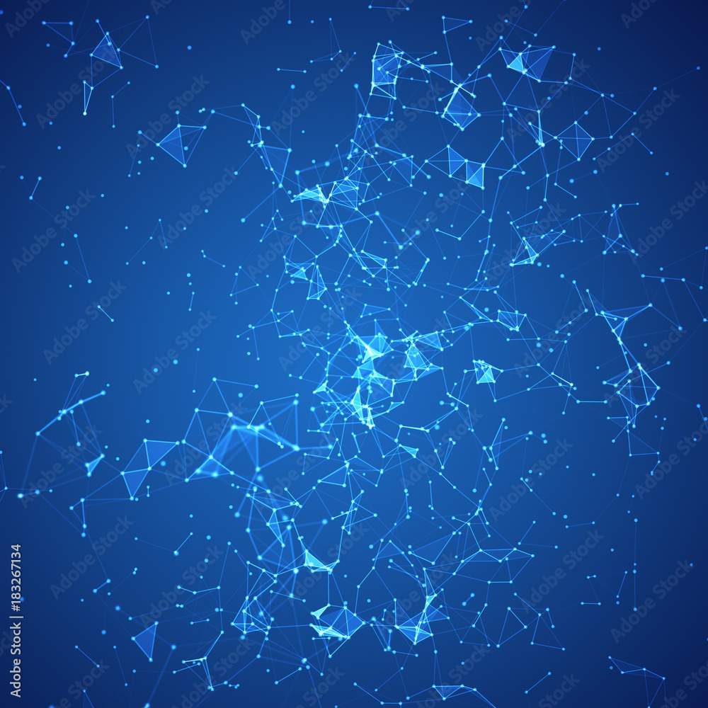 Abstract Network and Connect Background. Dots Connected by Lines. Digital data and deep web concept. 3d render illustration