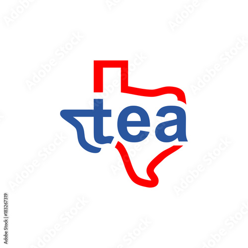 Texas Line Maps with Tea Letter Inside Logo Vector