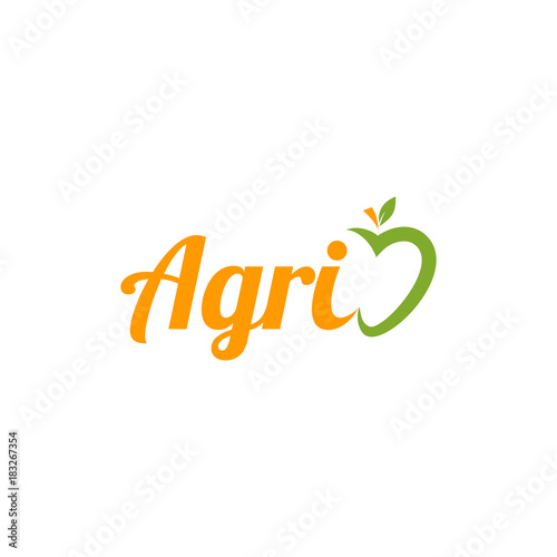 Fresh Agriculture Farm Village with Apple Fruit Logo Vector