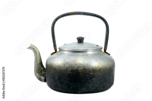 Antique Kettle with Old Condition Has isolated a white background.File contains clipping paths so it is easy to work.