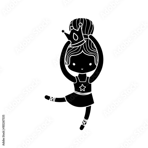 contour girl practice ballet with bun hair design and professional clothes