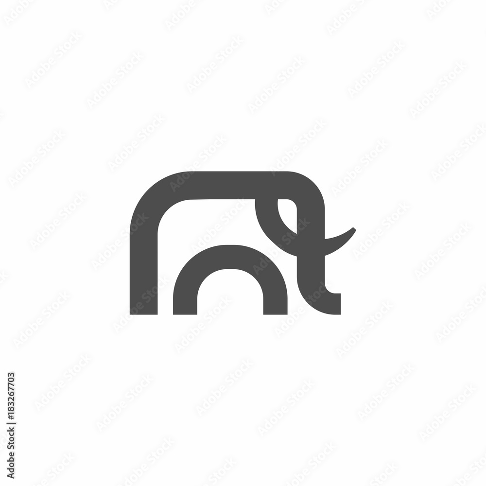 Simple Grey Elephant Icon Iconic Logo Vector