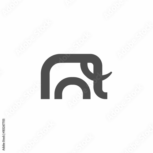 Simple Grey Elephant Icon Iconic Logo Vector