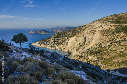 Panoramic view of the mountains and coast of Kefalonia