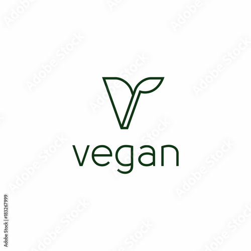 Green Vegan Logo Vector