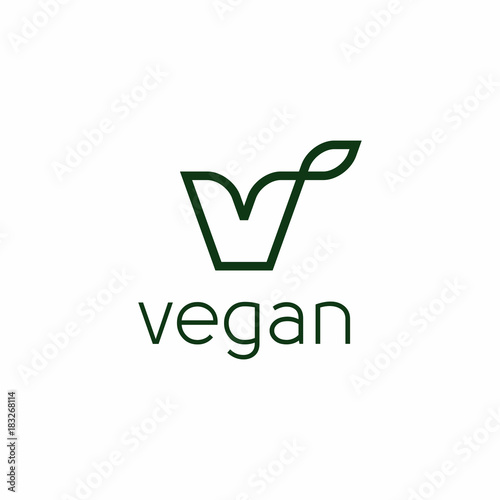 Green Vegan Icon Logo Vector
