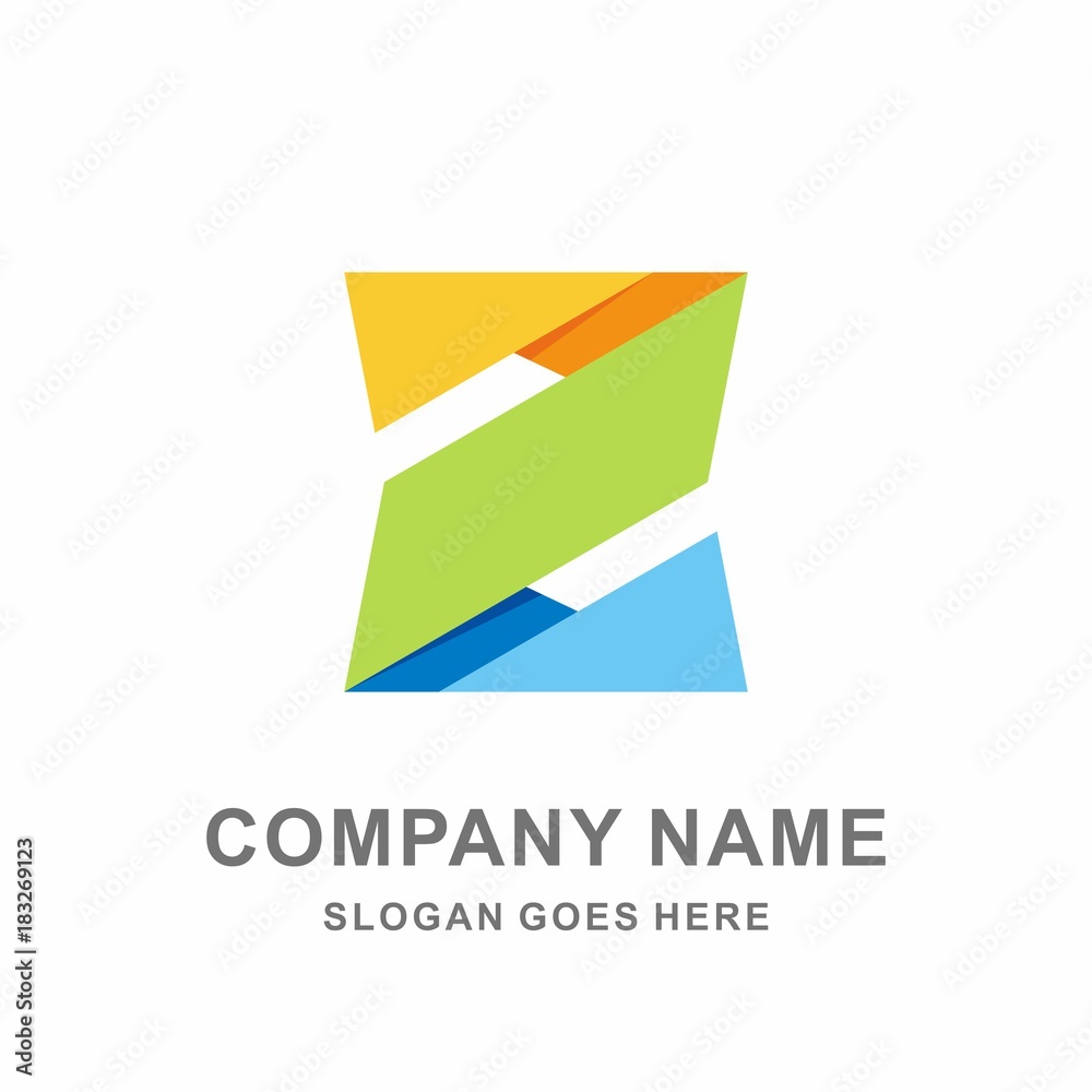Monogram Letter Z Geometric Infinity Square Digital Technology Computer Business Company Stock Vector Logo Design Template