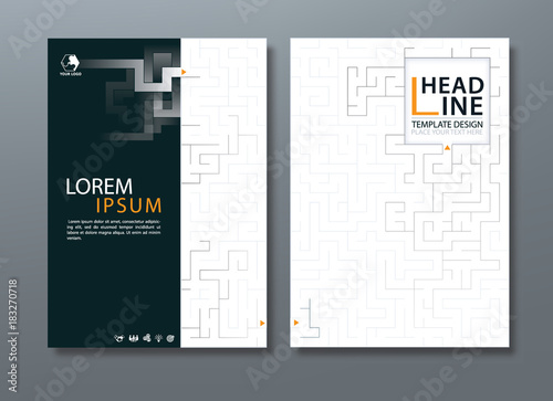 Annual report brochure flyer design, Leaflet cover presentation abstract background, book cover templates, layout in A4 size, Maze game image.