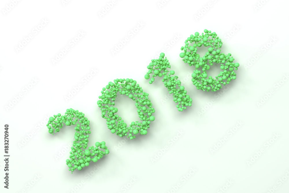 2018 number from green balls on white background 2018 number from green balls on white background
