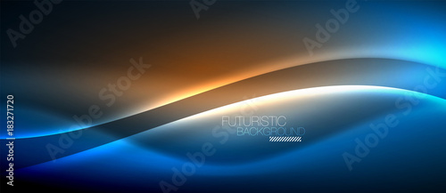 Neon glowing wave, magic energy and light motion background